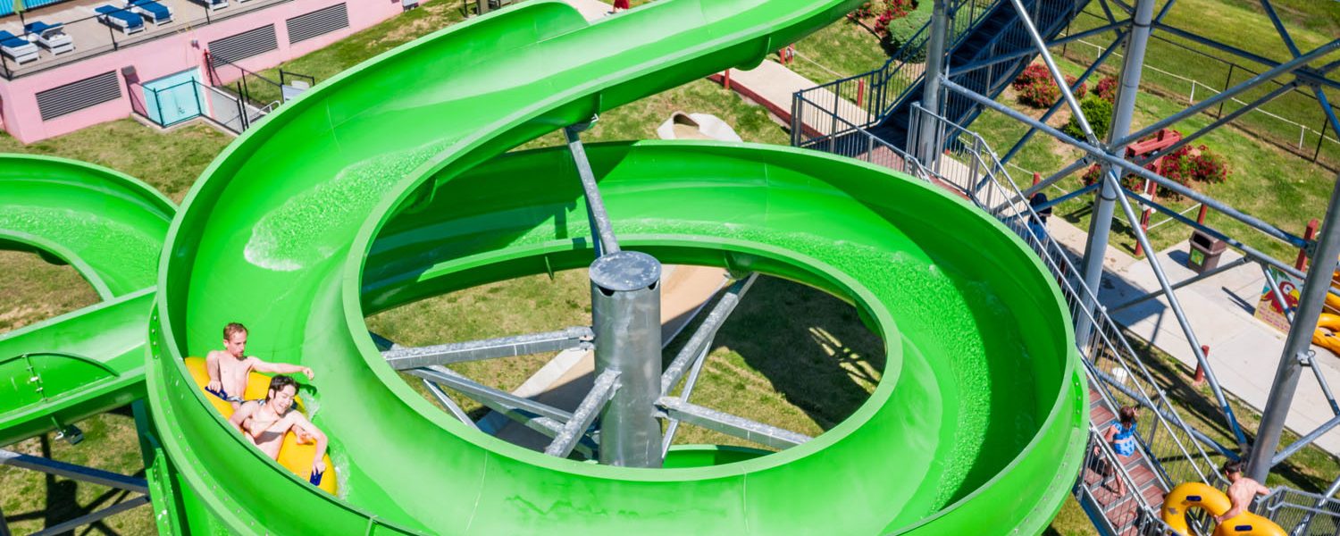 Green slide kids aerial view